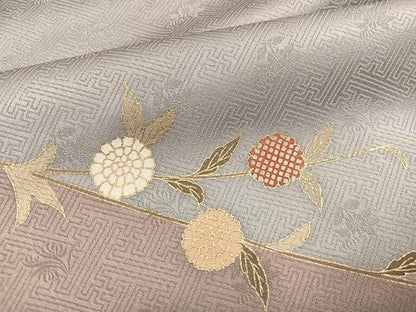 平和屋着物●訪問着　友禅　駒刺繍　扇面花文　金彩　ますいわ屋扱い　正絹　逸品　AABG6501ph