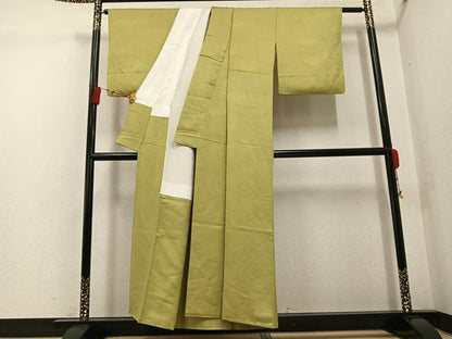 平和屋着物●上質な色無地　霞地紋　木蘭色　正絹　逸品　AABG6502ph
