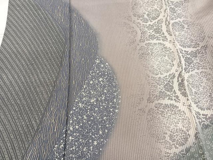 平和屋着物●訪問着　作家物　紬地　草花文　暈し染め　金銀彩　正絹　逸品　AABG6505ph