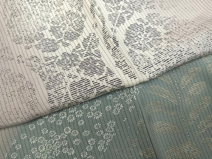 平和屋着物●訪問着　作家物　紬地　草花文　暈し染め　金銀彩　正絹　逸品　AABG6505ph