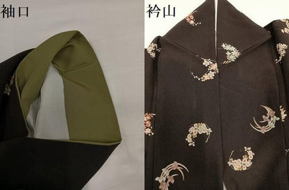 平和屋着物●洗える最高級着物　＜英＞はなぶさ謹製　小紋　草花文　黒地　AABG6507ph