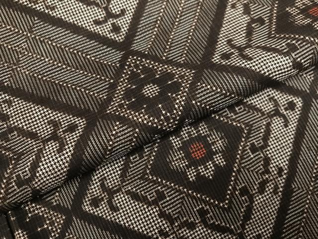平和屋着物●本場大島紬　龍郷絣　花菱文　正絹　逸品　AABG6510ph