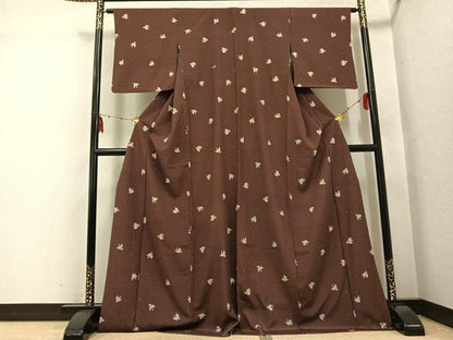 平和屋着物●洗える最高級着物　＜英＞はなぶさ謹製　小紋　作家物　オミナエシ　AABG6512ph