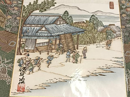 平和屋着物●訪問着 作家物 紬地 中国三大刺繍 スワトウ刺繍 汕頭刺繍 風景人物草花文 金糸 ほていや扱い 色紙付き 正絹 逸品 AABG6513ph
