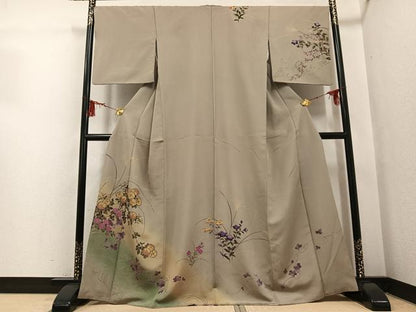 平和屋着物●訪問着　草花文　暈し染め　金彩　正絹　逸品　AABG6514ph