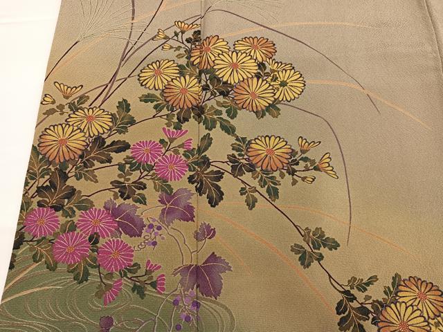 平和屋着物●訪問着　草花文　暈し染め　金彩　正絹　逸品　AABG6514ph