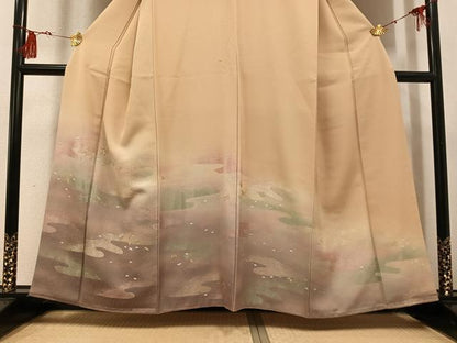 平和屋着物●訪問着　刺繍　霞草花文　暈し染め　金銀糸　丹後ちりめん　正絹　逸品　AABG6518ph