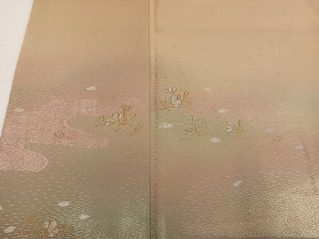 平和屋着物●訪問着　刺繍　霞草花文　暈し染め　金銀糸　丹後ちりめん　正絹　逸品　AABG6518ph
