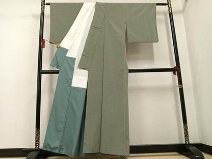 平和屋着物●やまだ織　本塩沢　縞　大坪シズイ作　証紙付き　正絹　逸品　AABG6520ph