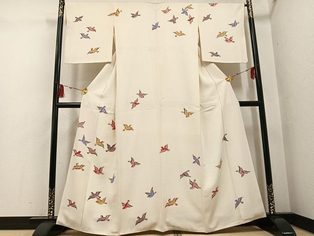 平和屋着物●訪問着　紅型　群れ鳥　正絹　逸品　未使用　AABG6521ph