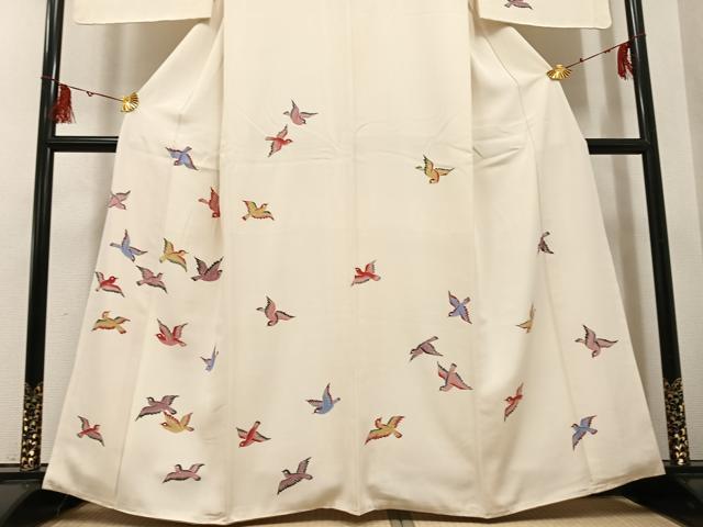 平和屋着物●訪問着　紅型　群れ鳥　正絹　逸品　未使用　AABG6521ph