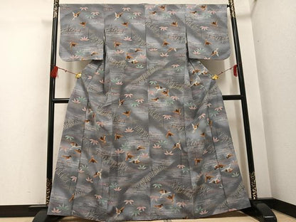 平和屋着物●上質な小紋　雀笹文　暈し染め　正絹　逸品　AABG6522ph