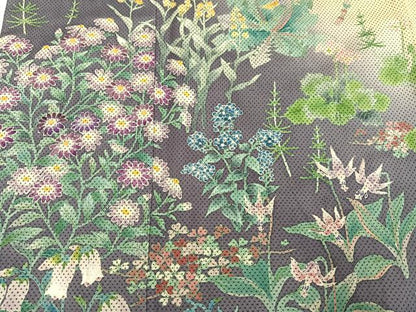 平和屋着物●本場大島紬　染大島　訪問着　作家物　手描き　草花文　暈し染め　正絹　逸品　AABG6526ph