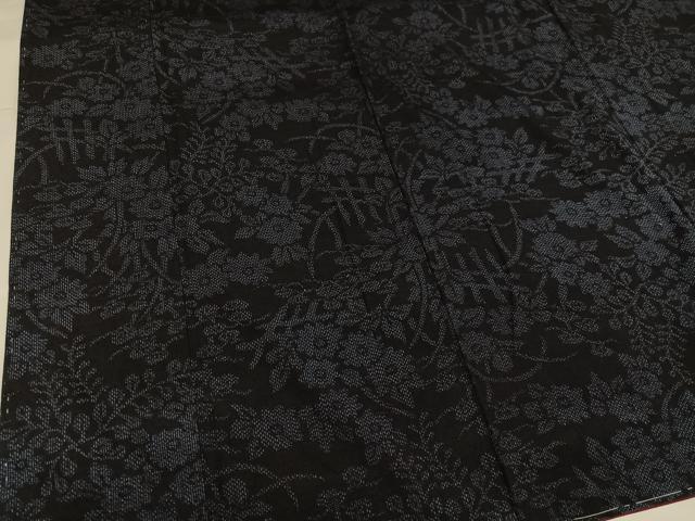 平和屋着物●結城紬　草花文　正絹　逸品　未使用　AABG6527ph