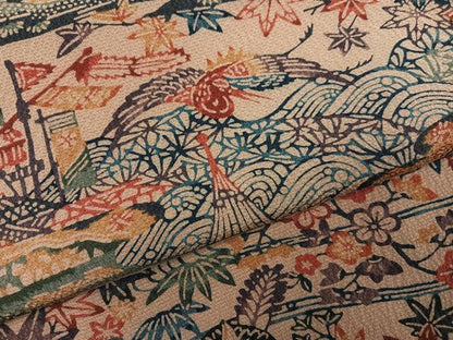 平和屋着物●訪問着　型染め　飛鶴花鳥文　正絹　逸品　AABG6530ph