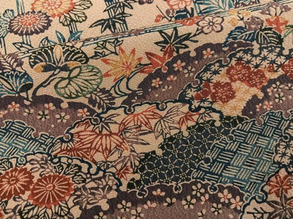 平和屋着物●訪問着　型染め　飛鶴花鳥文　正絹　逸品　AABG6530ph