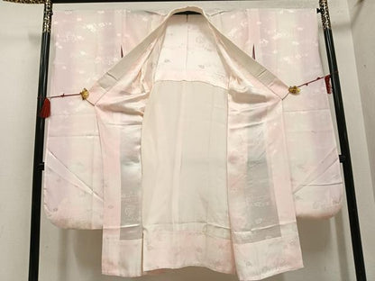 平和屋着物●振袖用長襦袢　無双仕立て　桜地紋　暈し染め　正絹　逸品　AABG6533ph
