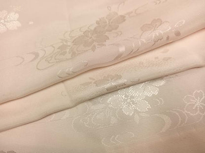 平和屋着物●振袖用長襦袢　無双仕立て　桜地紋　暈し染め　正絹　逸品　AABG6533ph