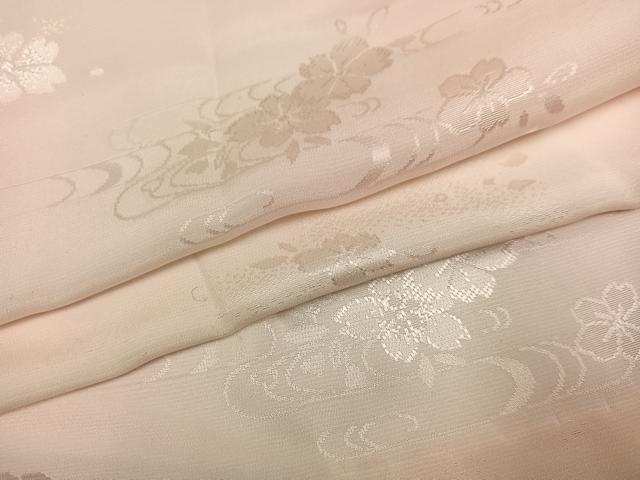 平和屋着物●振袖用長襦袢　無双仕立て　桜地紋　暈し染め　正絹　逸品　AABG6533ph