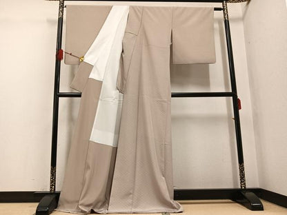 平和屋着物●網代小紋　両面染　網代　東レシルック　ロング丈　洗える着物　AABG6534ph