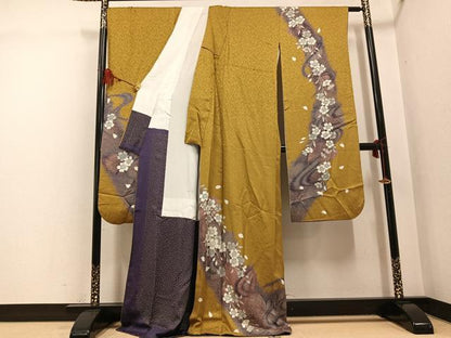 平和屋着物●豪華振袖　女人花文　金彩　正絹　逸品　AABG6537ph