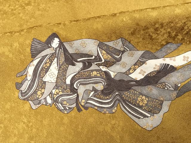 平和屋着物●豪華振袖　女人花文　金彩　正絹　逸品　AABG6537ph