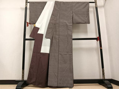平和屋着物●本場大島紬　横段文　正絹　逸品　AABG6539ph
