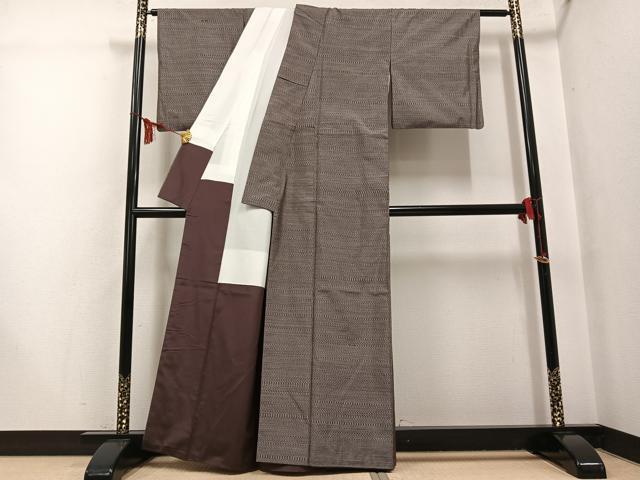 平和屋着物●本場大島紬　横段文　正絹　逸品　AABG6539ph