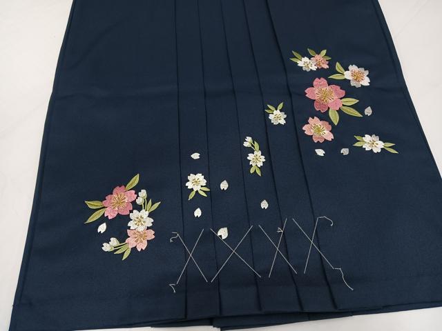 平和屋着物●行灯袴　刺繍　夜桜　洗える着物　未使用　AABG6540ph