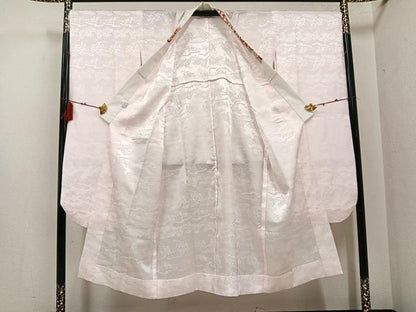 平和屋着物●振袖用長襦袢　無双仕立て　草花地紋　半衿刺繍　洗える着物　AABG6543ph