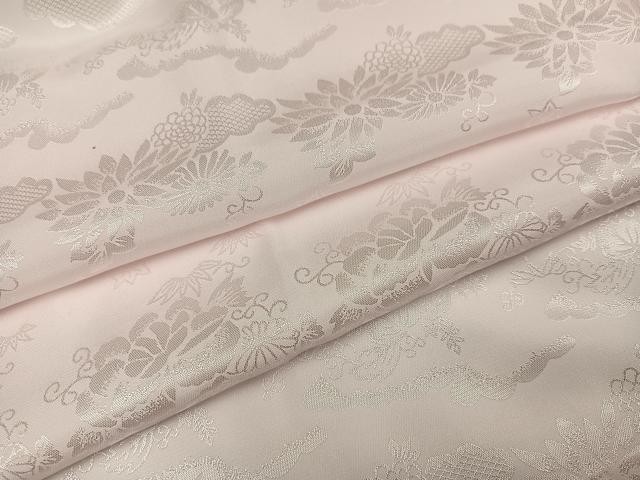 平和屋着物●振袖用長襦袢　無双仕立て　草花地紋　半衿刺繍　洗える着物　AABG6543ph