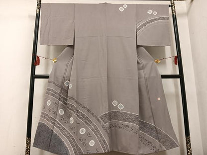 平和屋着物●訪問着　作家物　絞り　ろうけつ染め　草花文　正絹　逸品　AABG6545ph