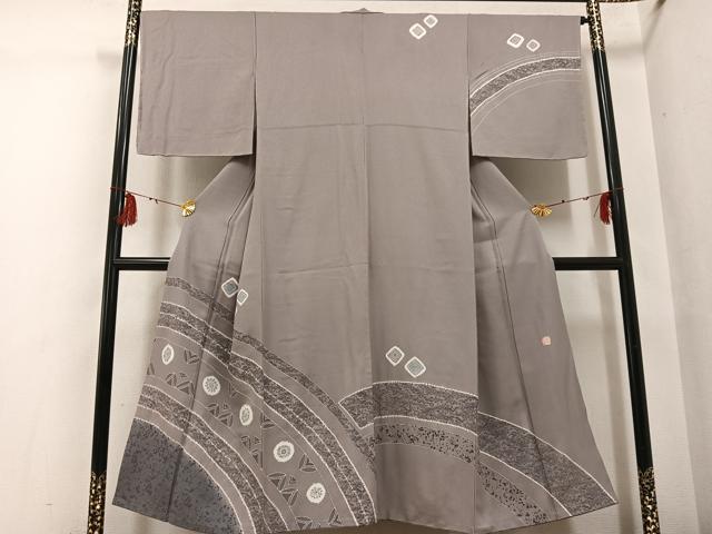 平和屋着物●訪問着　作家物　絞り　ろうけつ染め　草花文　正絹　逸品　AABG6545ph