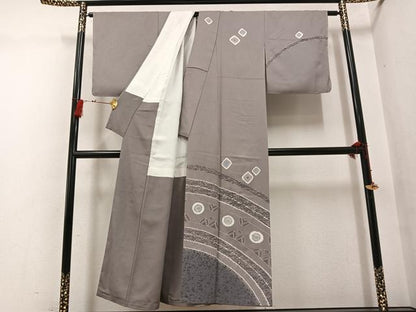 平和屋着物●訪問着　作家物　絞り　ろうけつ染め　草花文　正絹　逸品　AABG6545ph