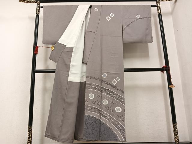 平和屋着物●訪問着　作家物　絞り　ろうけつ染め　草花文　正絹　逸品　AABG6545ph