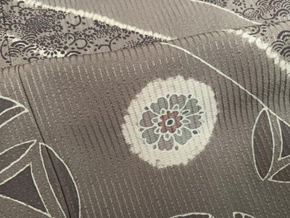 平和屋着物●訪問着　作家物　絞り　ろうけつ染め　草花文　正絹　逸品　AABG6545ph