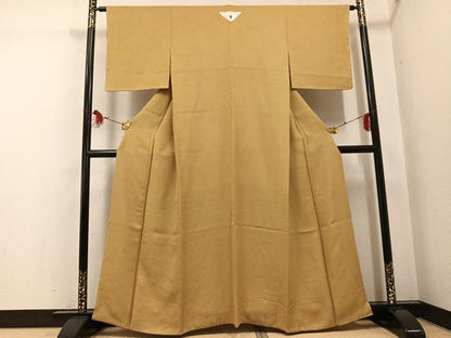 平和屋着物●上質な色無地　草花地紋　榛色　大丸扱い　正絹　逸品　未使用　AABG6546ph