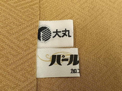 平和屋着物●上質な色無地　草花地紋　榛色　大丸扱い　正絹　逸品　未使用　AABG6546ph
