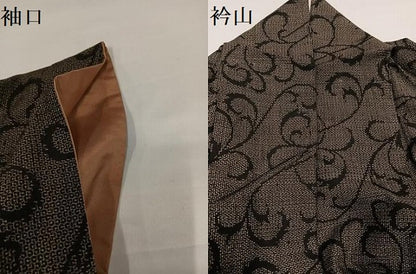 平和屋着物●結城紬　100亀甲　唐草文　正絹　逸品　AABG6547ph