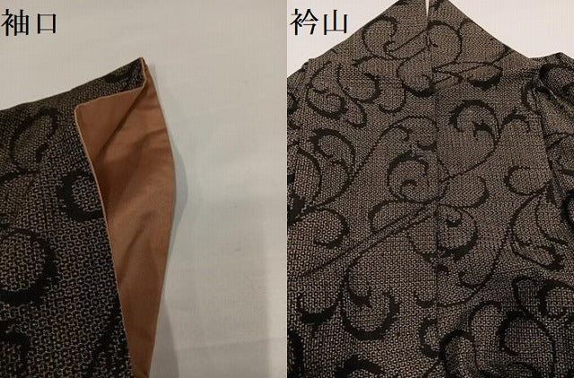 平和屋着物●結城紬　100亀甲　唐草文　正絹　逸品　AABG6547ph