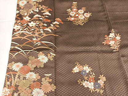 平和屋着物●訪問着　刺繍　草花文　大丸扱い　正絹　逸品　AABG6548ph