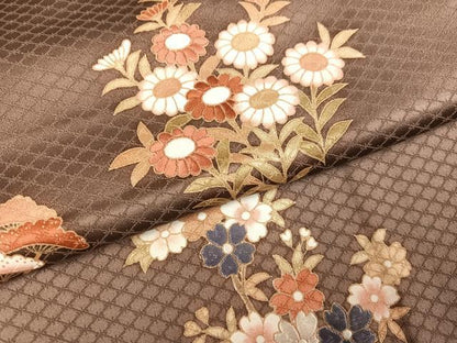 平和屋着物●訪問着　刺繍　草花文　大丸扱い　正絹　逸品　AABG6548ph