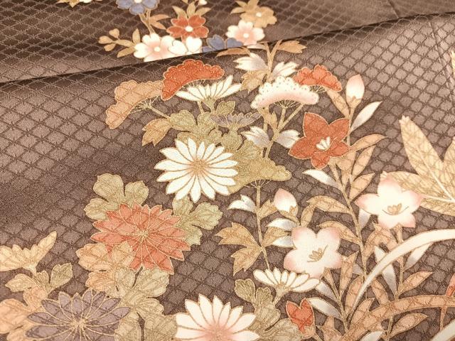 平和屋着物●訪問着　刺繍　草花文　大丸扱い　正絹　逸品　AABG6548ph