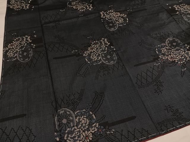 平和屋着物●本場大島紬　一元絣　花車文　正絹　逸品　未使用　AABG6549ph