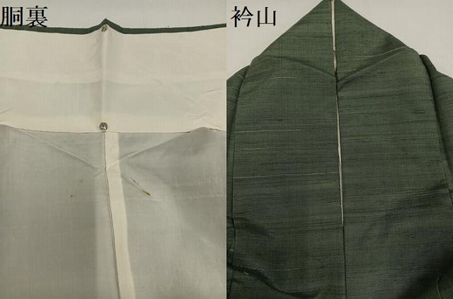 平和屋着物●上質な紬　色無地　藍媚茶色　正絹　逸品　AABG6550ph