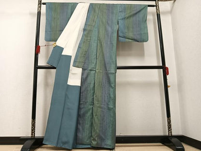 平和屋着物●本場大島紬　染大島　絞り　間道　正絹　逸品　AABG6551ph