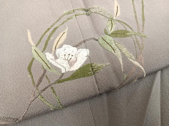 平和屋着物●訪問着　刺繍　草花文　正絹　逸品　AABG6554ph