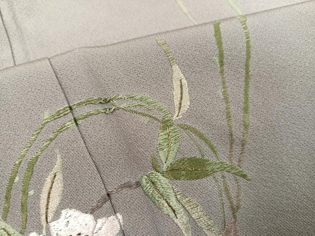 平和屋着物●訪問着　刺繍　草花文　正絹　逸品　AABG6554ph