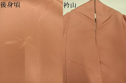 平和屋着物●上質な色無地　笹地紋　宍色　正絹　逸品　AABG6557ph