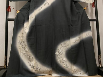 平和屋着物●訪問着　手描き　更紗唐草文　暈し染め　正絹　逸品　AABG6558ph